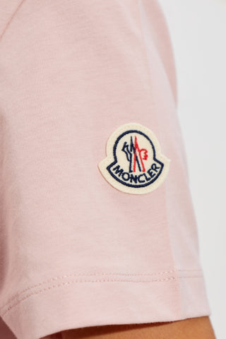 Moncler PINK T-shirt with logo patch 5