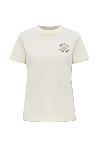 Moncler cream T-shirt with logo patch 1