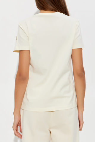 Moncler cream T-shirt with logo patch 4