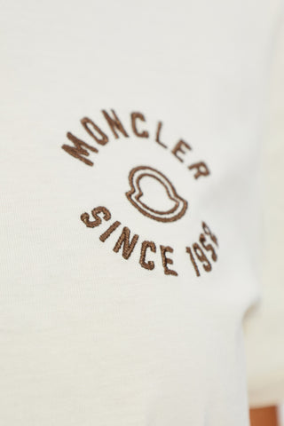 Moncler cream T-shirt with logo patch 5