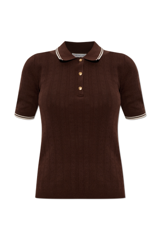 Moncler BROWN Polo with logo patch 1