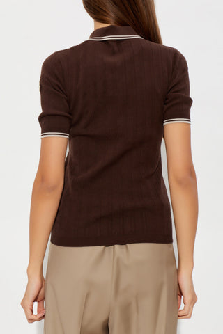 Moncler BROWN Polo with logo patch 4