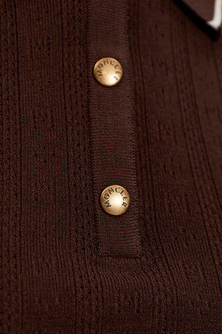 Moncler BROWN Polo with logo patch 5