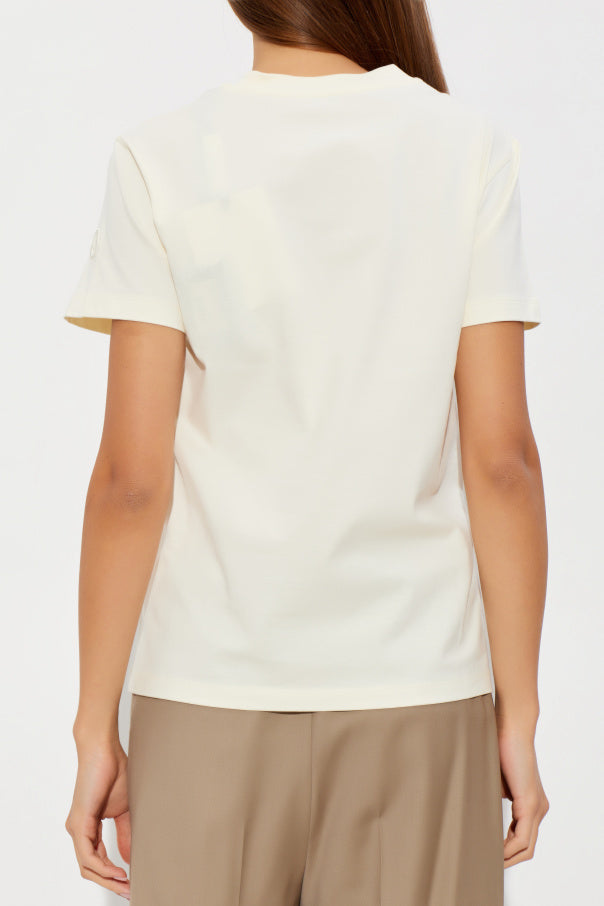 Moncler cream Cotton T-shirt 4