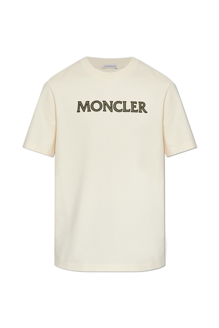 Moncler cream T-shirt with embroidered logo 1