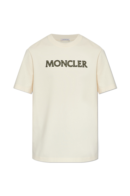 Moncler cream T-shirt with embroidered logo 1