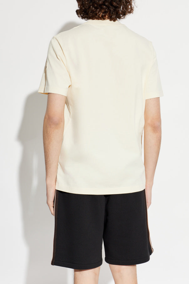 Moncler cream T-shirt with embroidered logo 4