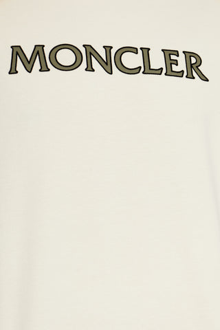 Moncler cream T-shirt with embroidered logo 5