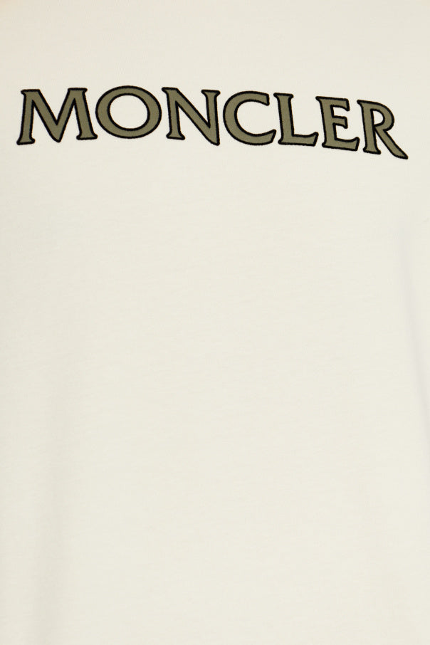 Moncler cream T-shirt with embroidered logo 5
