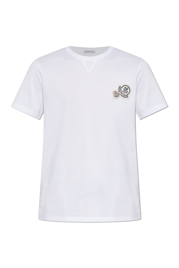 Moncler WHITE T-shirt with logo patch 1