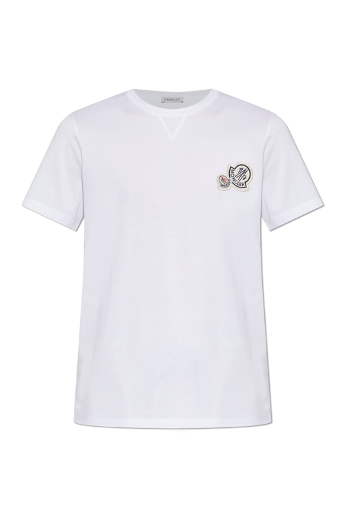 Moncler WHITE T-shirt with logo patch 1