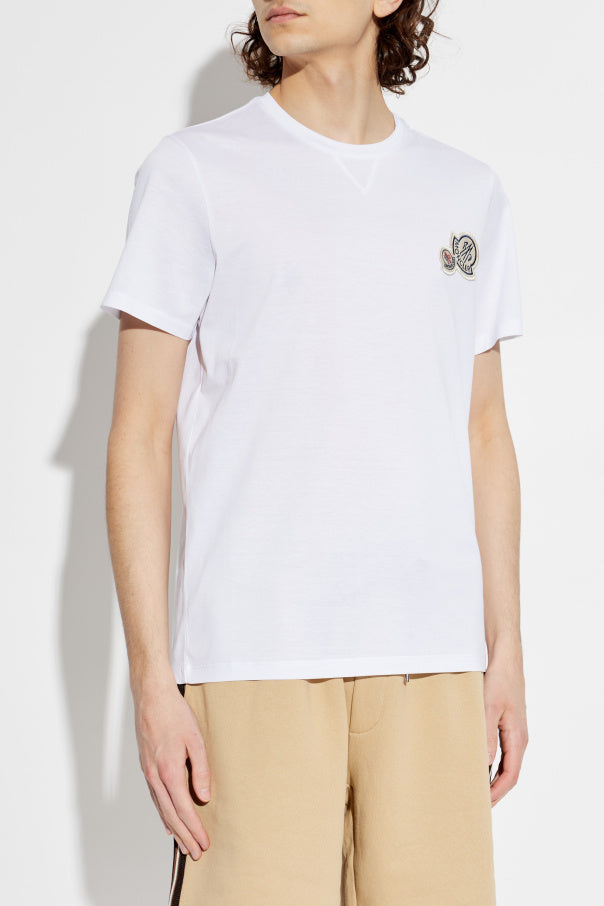 Moncler WHITE T-shirt with logo patch 3