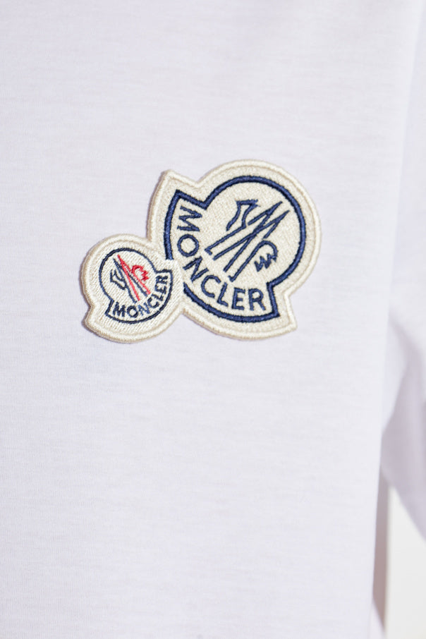 Moncler WHITE T-shirt with logo patch 5