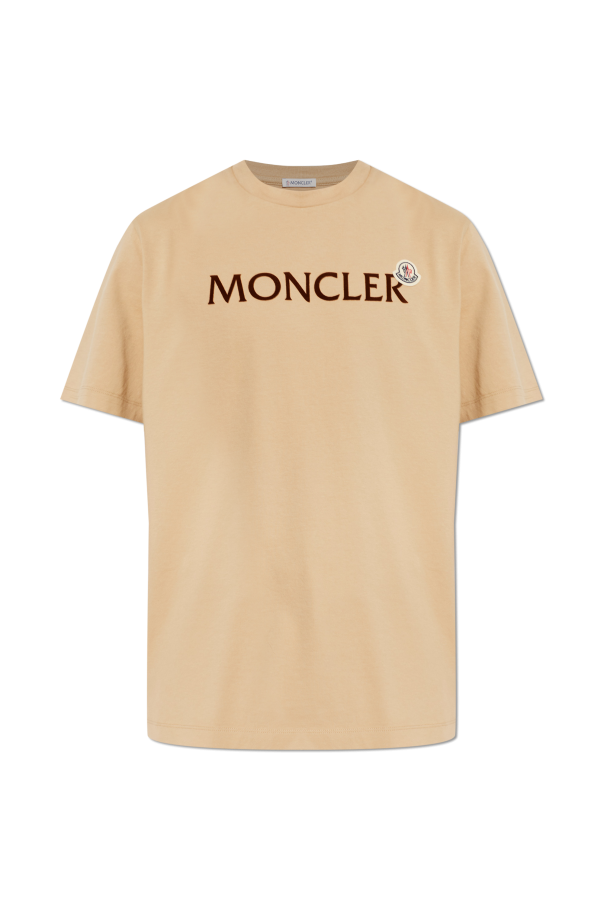 Moncler beige T-shirt with logo patch 1