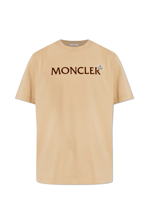 Moncler beige T-shirt with logo patch 1