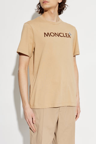 Moncler beige T-shirt with logo patch 3