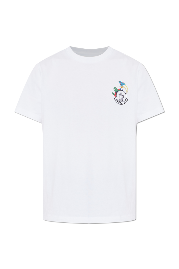 Moncler WHITE T-shirt with printed logo 1
