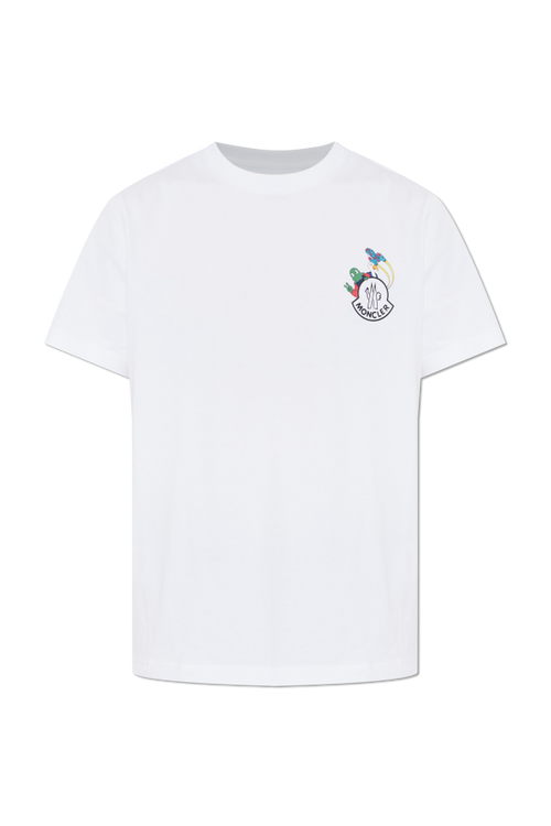 Moncler WHITE T-shirt with printed logo 1