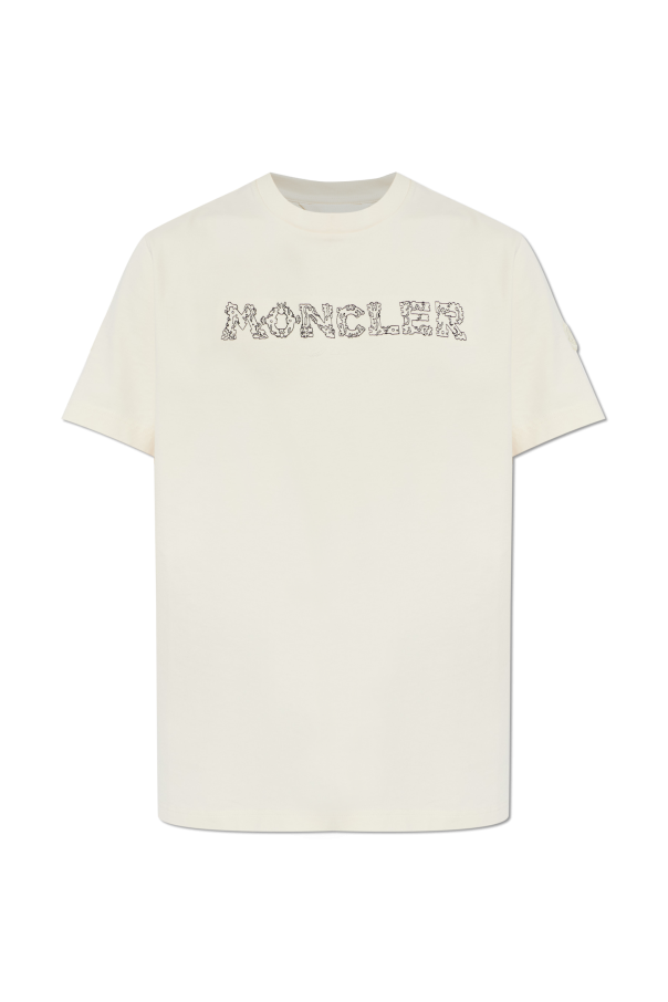 Moncler cream T-shirt with embroidered logo 1