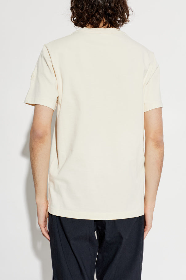 Moncler cream T-shirt with embroidered logo 4