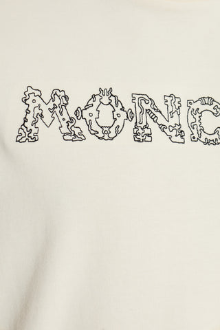 Moncler cream T-shirt with embroidered logo 5