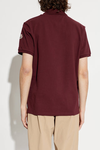 Moncler BURGUNDY Polo with logo patch 4