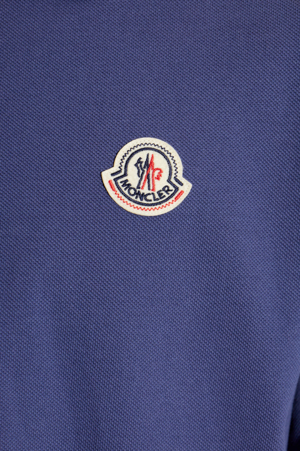 Moncler NAVY BLUE Polo with logo patch 5