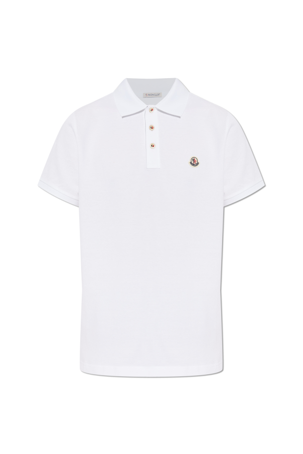 Moncler WHITE Polo with logo patch 1