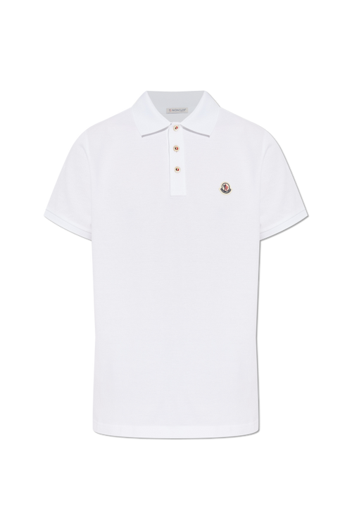 Moncler WHITE Polo with logo patch 1