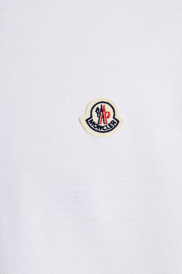 Moncler WHITE Polo with logo patch 5
