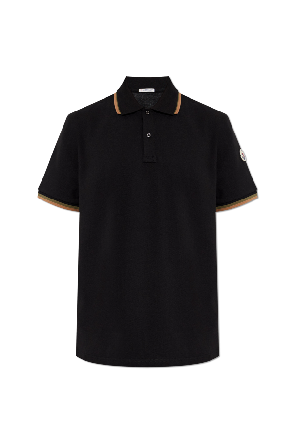 Moncler BLACK Polo with logo patch 1