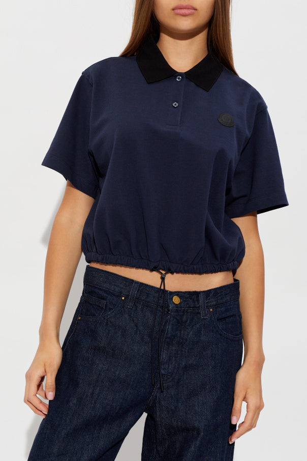 Moncler NAVY BLUE Polo with logo patch 3
