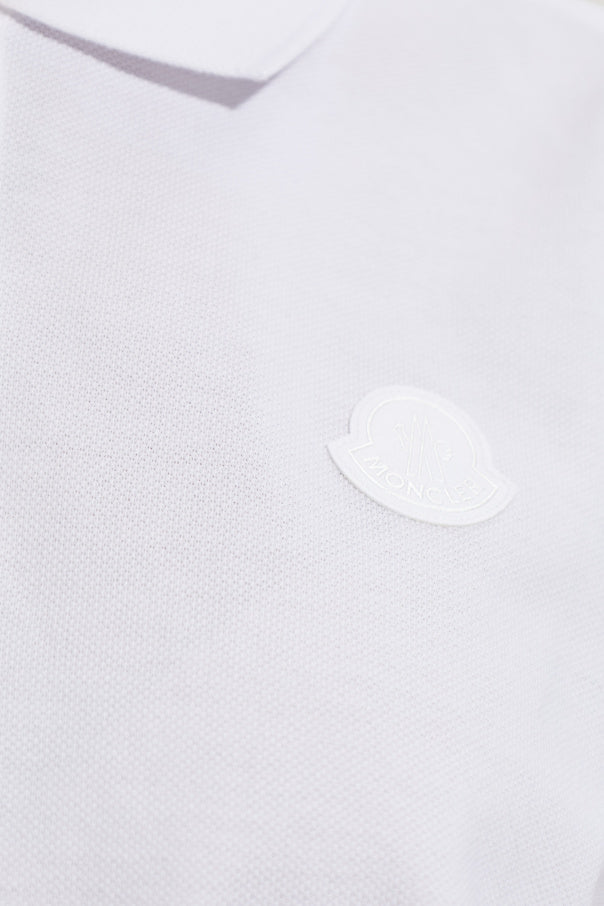 Moncler WHITE Polo with logo patch 5