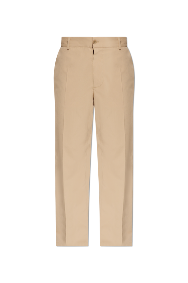 Moncler BROWN Trousers with logo patch 1