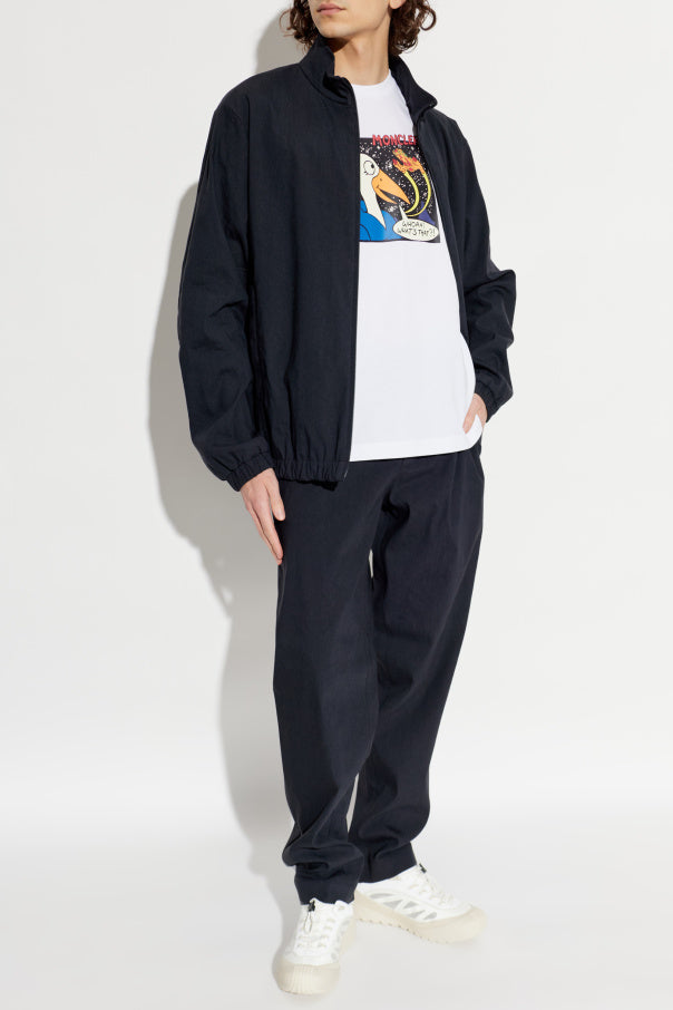 Moncler NAVY BLUE Trousers with logo patch 2