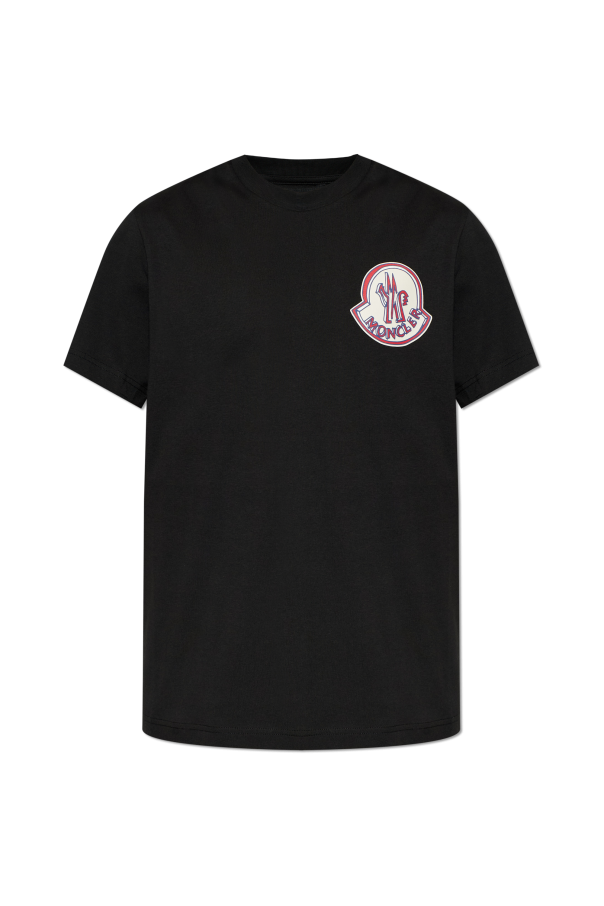 Moncler BLACK T-shirt with printed logo 1
