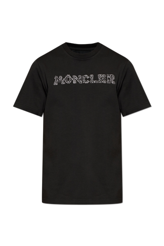 Moncler BLACK T-shirt with embroidered logo 1