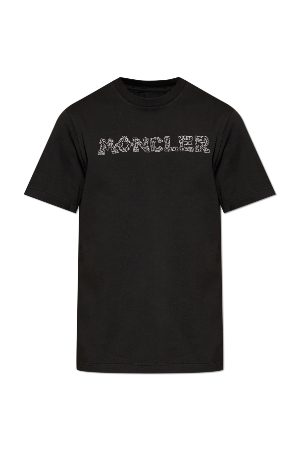 Moncler BLACK T-shirt with embroidered logo 1