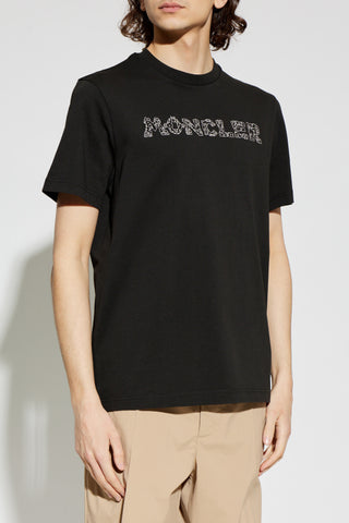 Moncler BLACK T-shirt with embroidered logo 3
