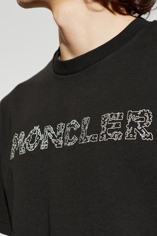 Moncler BLACK T-shirt with embroidered logo 5
