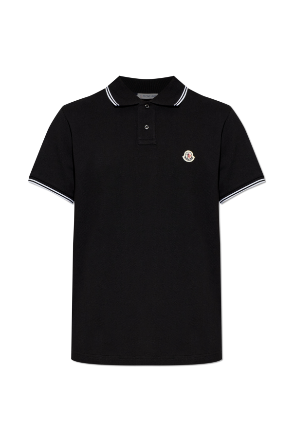 Moncler BLACK Polo with logo patch 1