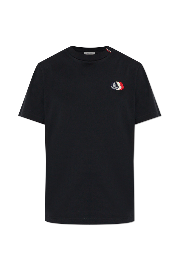 Moncler BLACK T-shirt with logo patch 1