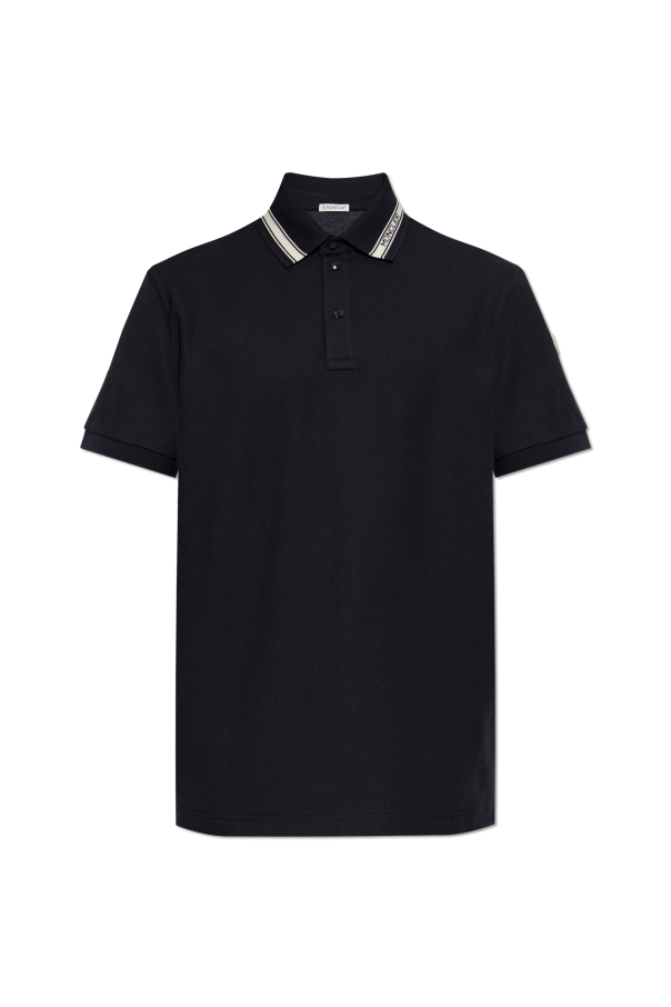Moncler BLACK Polo shirt with logo patch 1
