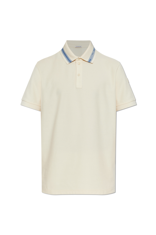 Moncler cream Polo with logo patch 1