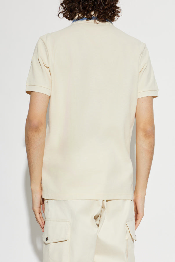 Moncler cream Polo with logo patch 4