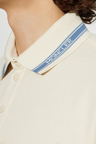 Moncler cream Polo with logo patch 5
