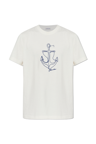 Moncler cream T-shirt with embroidered pattern 1