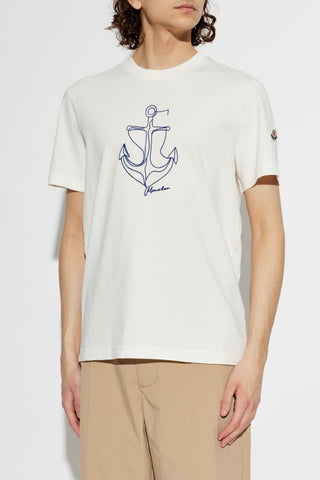 Moncler cream T-shirt with embroidered pattern 3