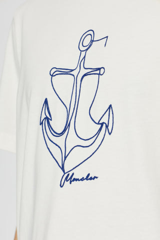 Moncler cream T-shirt with embroidered pattern 5