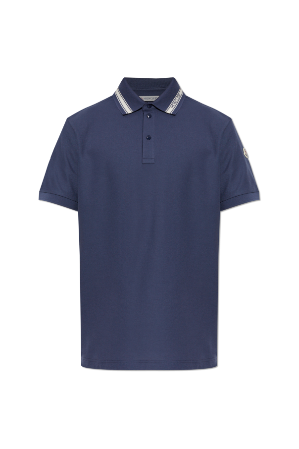 Moncler NAVY BLUE Polo with logo patch 1